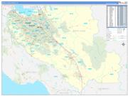 Santa Clara County, CA Wall Map Zip Code Basic Style 2022